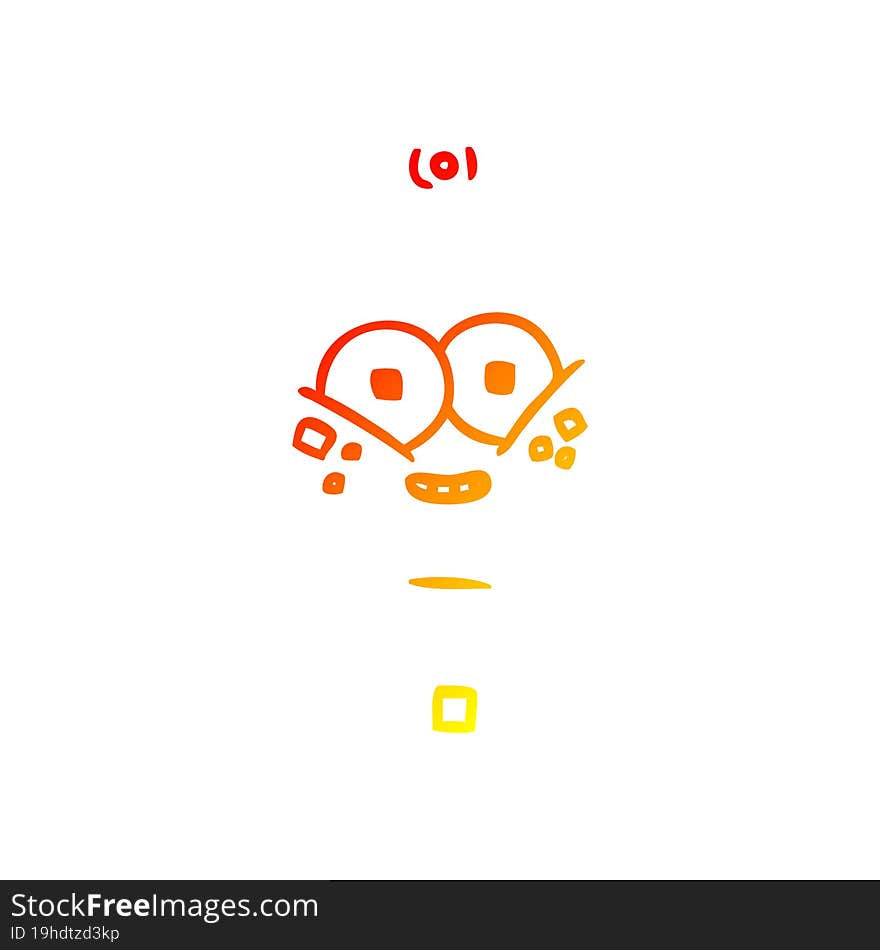 warm gradient line drawing of a happy energized cartoon robot