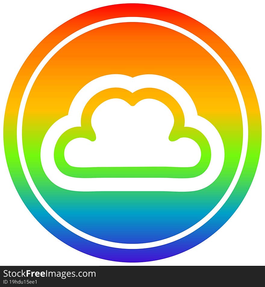 simple cloud circular icon with rainbow gradient finish. simple cloud circular icon with rainbow gradient finish