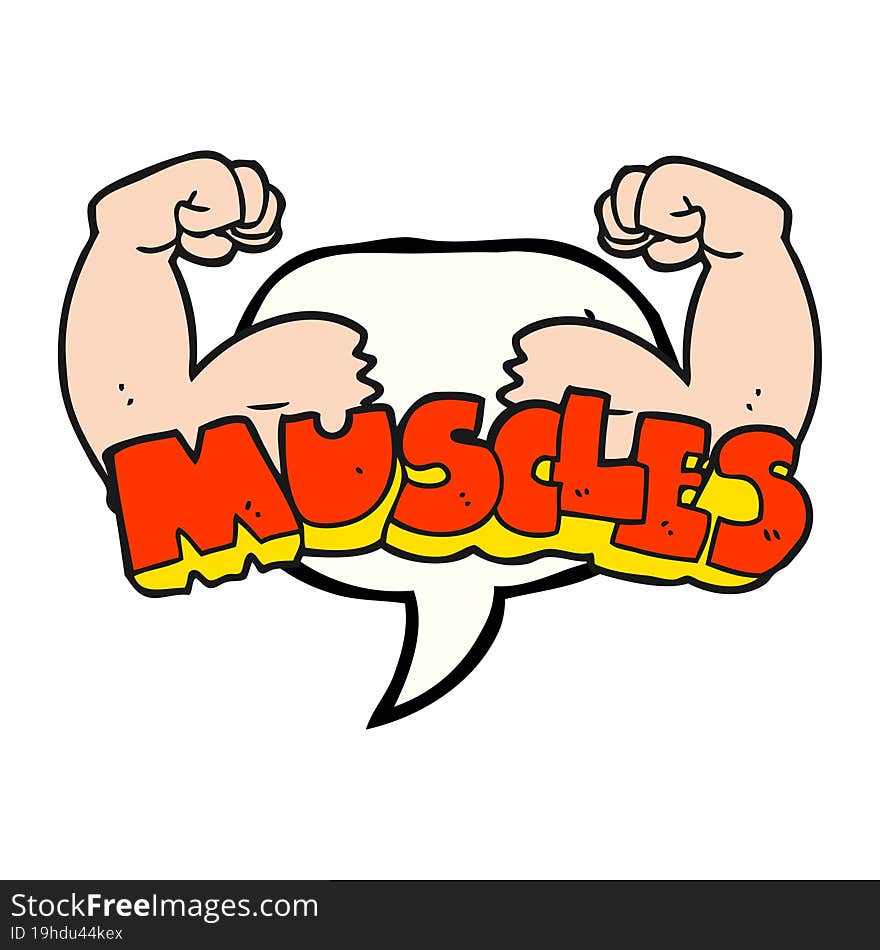 freehand drawn speech bubble cartoon muscles symbol