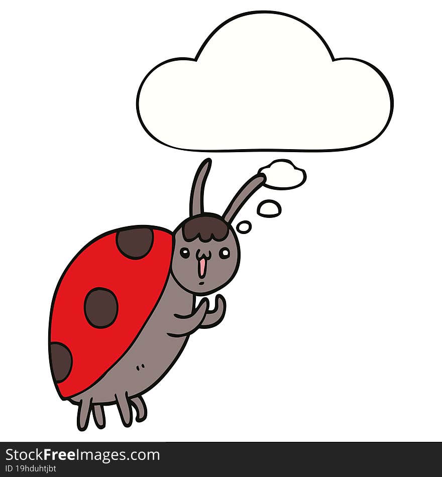 Cute Cartoon Ladybug And Thought Bubble