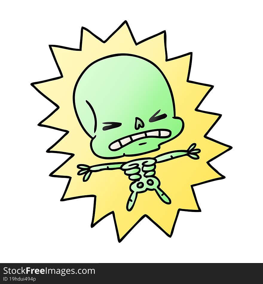 Gradient Cartoon Of A Scary Skeleton