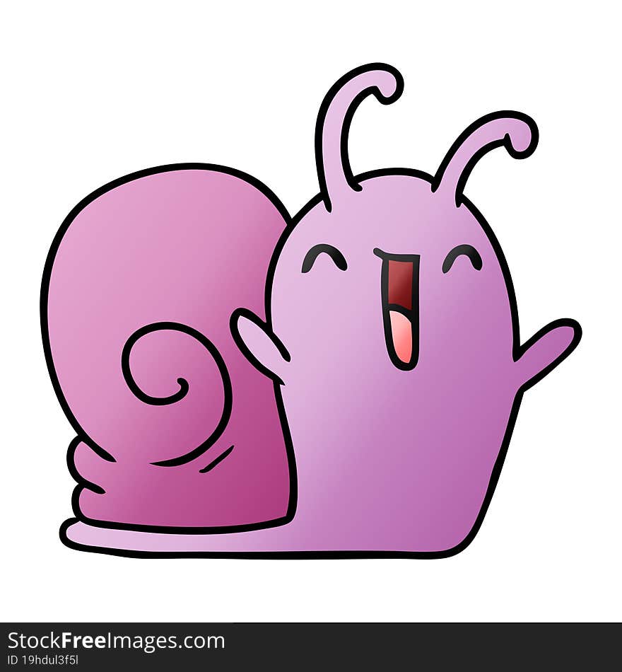 gradient cartoon illustration kawaii happy cute snail. gradient cartoon illustration kawaii happy cute snail