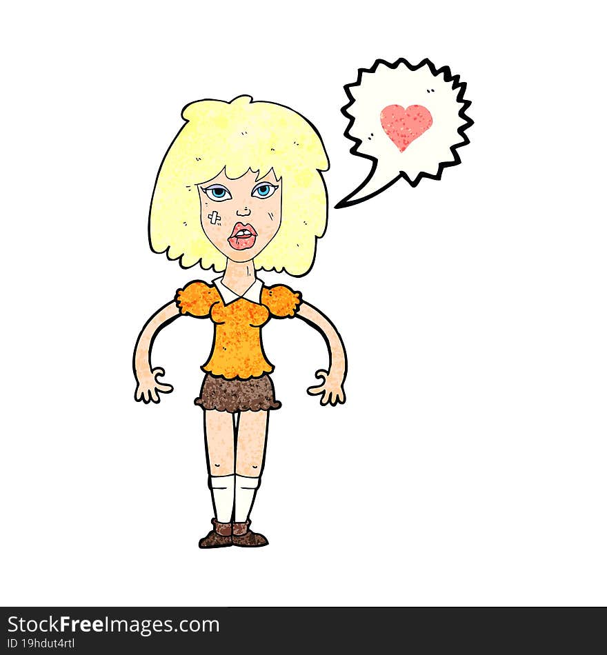 cartoon tough woman in love