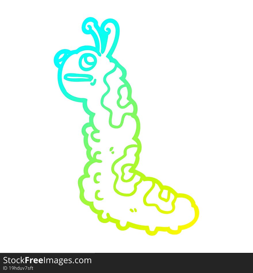 cold gradient line drawing funny cartoon caterpillar