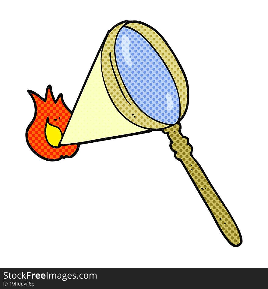 Cartoon Magnifying Glass Burning