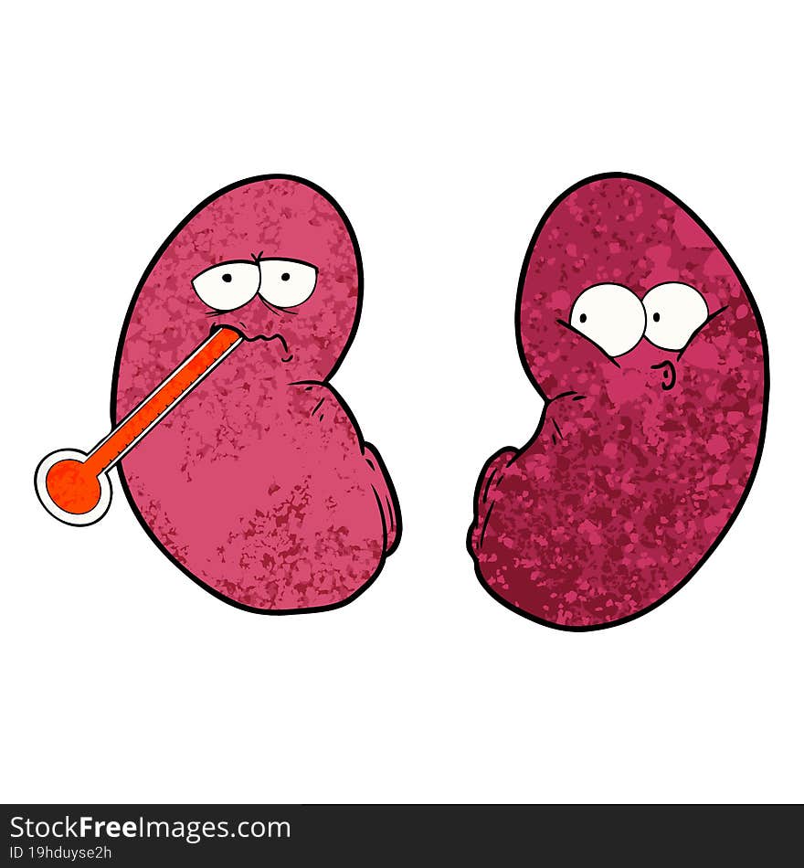 cartoon unhealthy kidney. cartoon unhealthy kidney