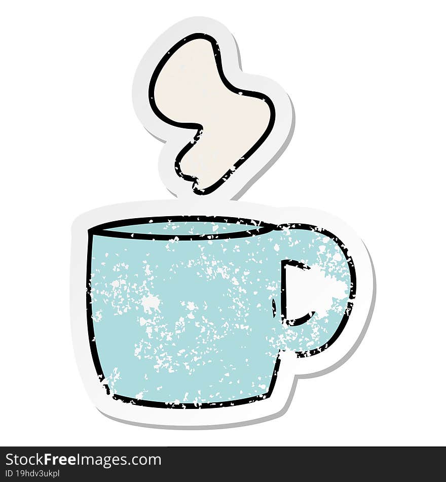 hand drawn distressed sticker cartoon doodle of a steaming hot drink