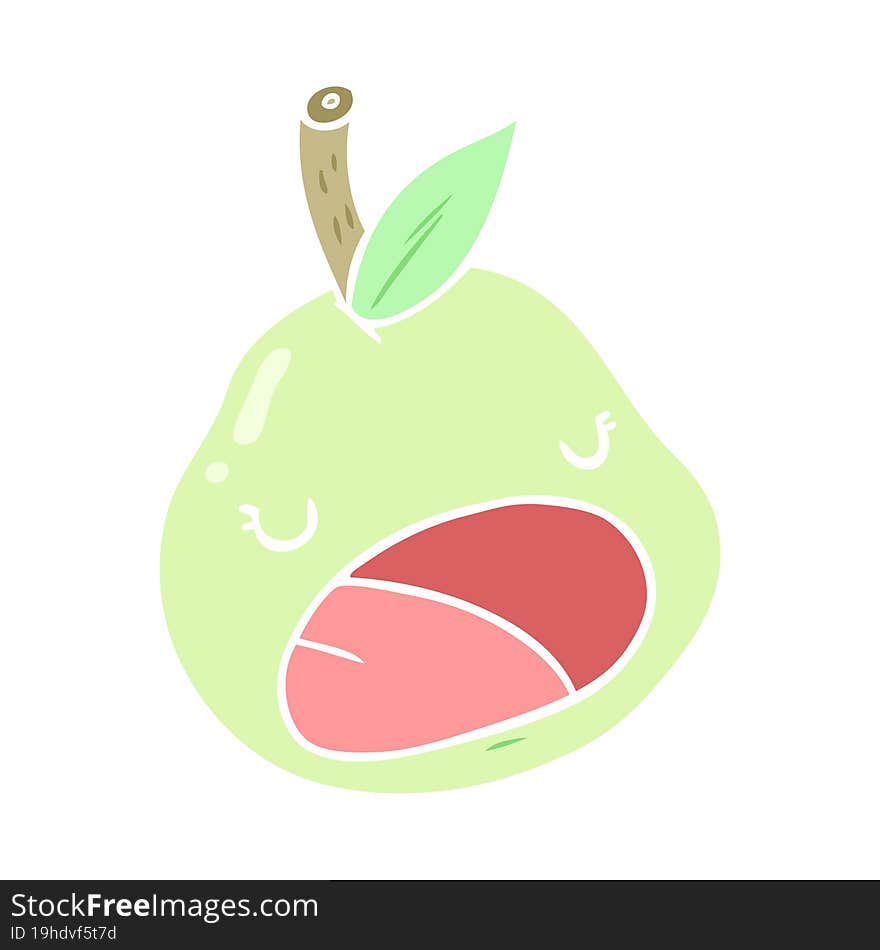 cute flat color style cartoon pear