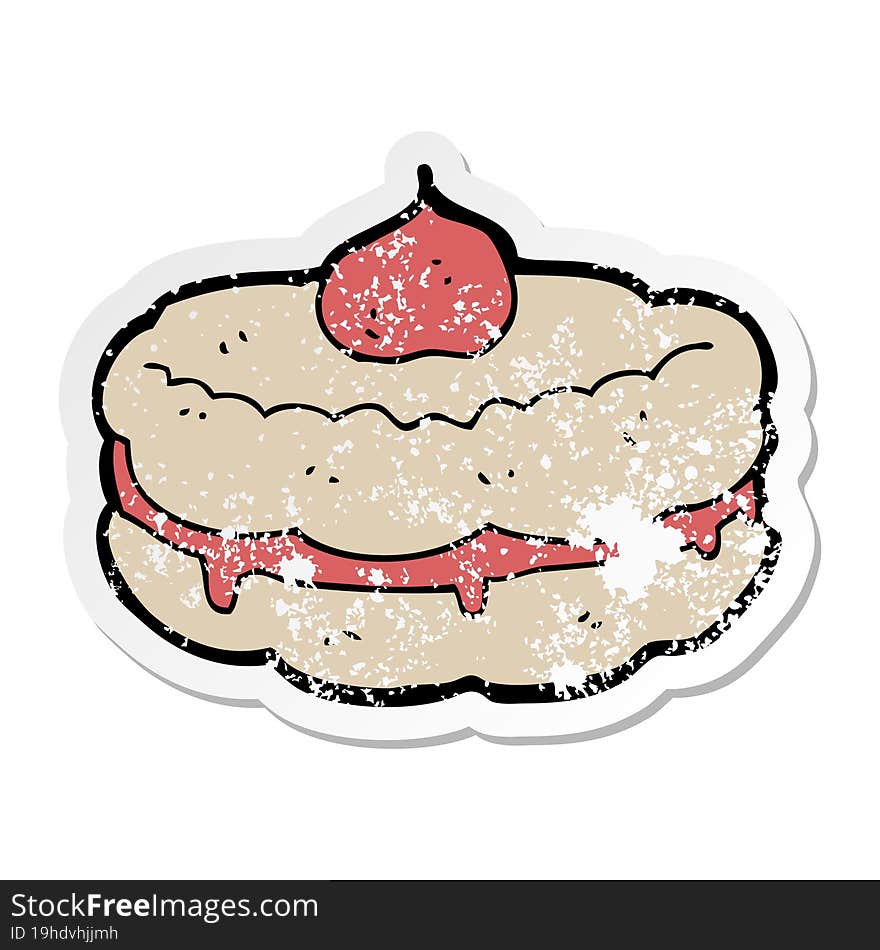 Distressed Sticker Of A Cartoon Biscuit