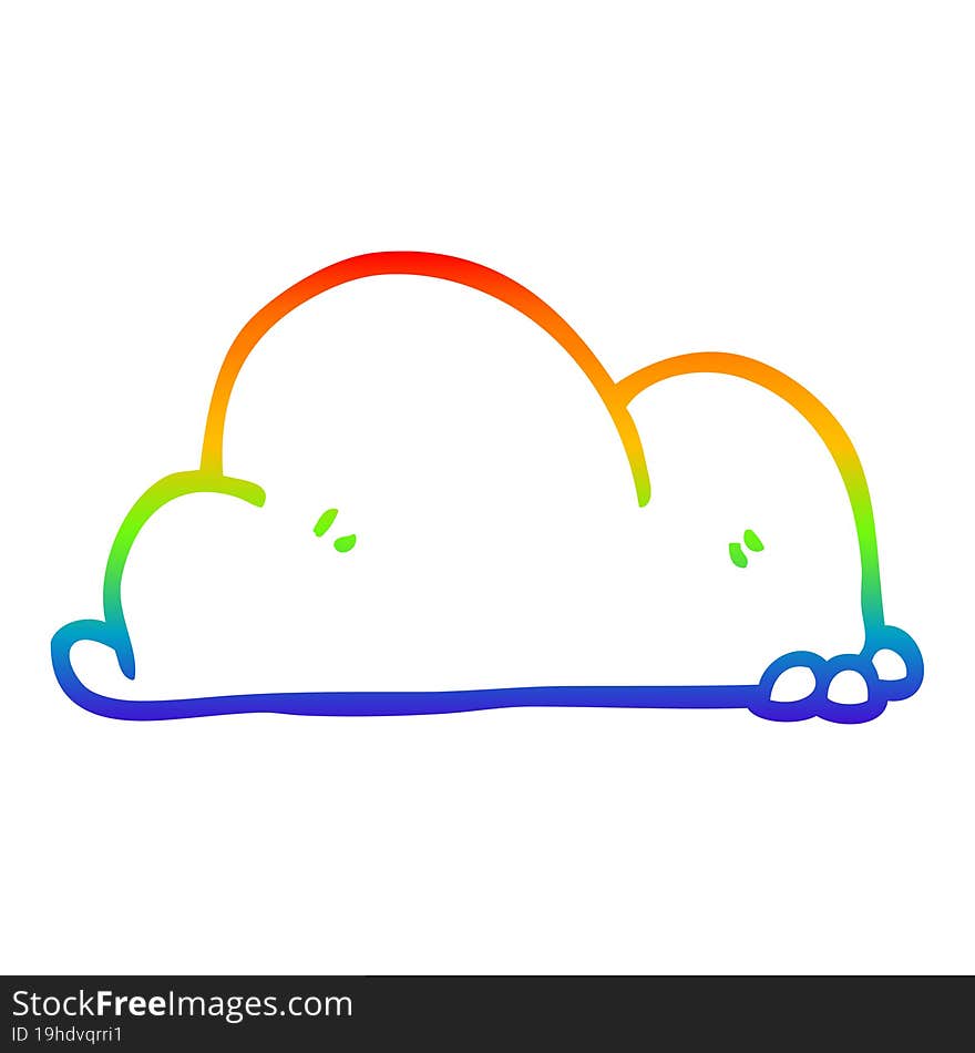 rainbow gradient line drawing of a cartoon boulder