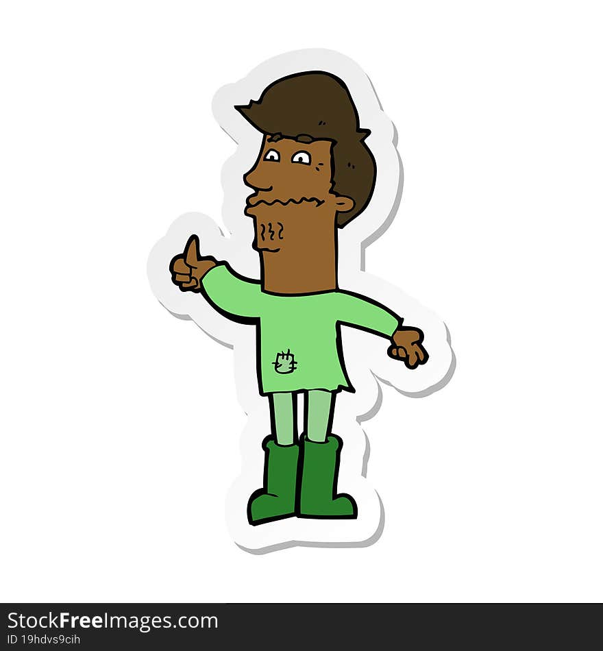 sticker of a cartoon nervous man