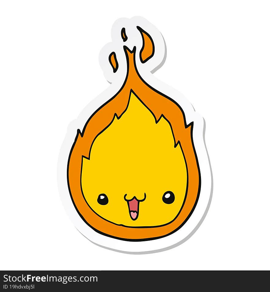 sticker of a cute cartoon flame