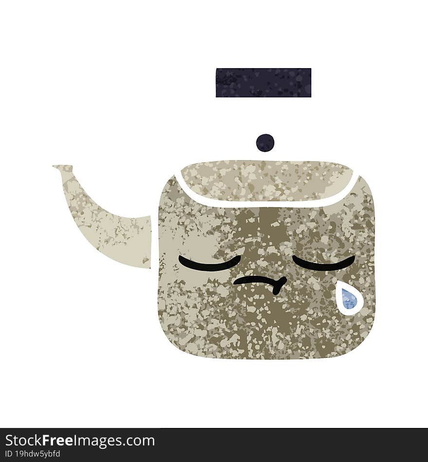 retro illustration style cartoon of a kettle