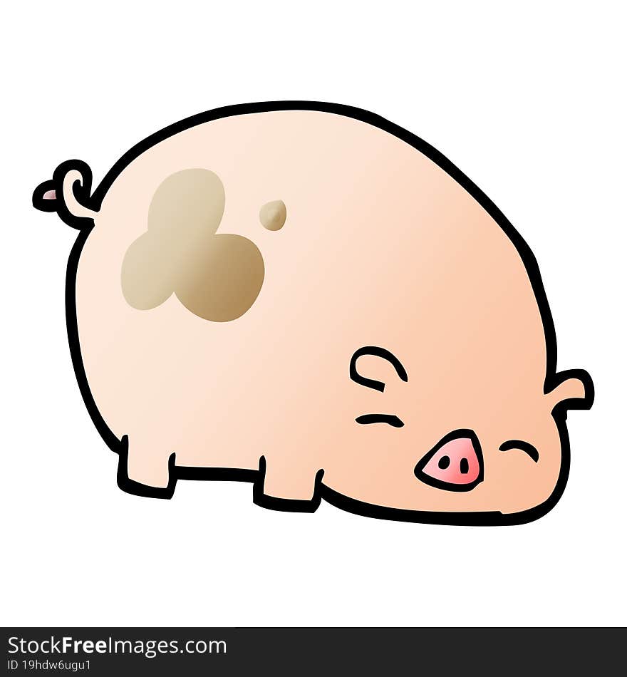 vector gradient illustration cartoon pig