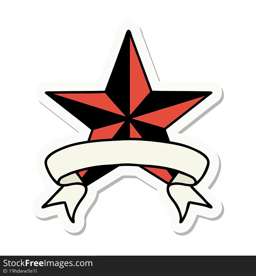 tattoo sticker with banner of a star