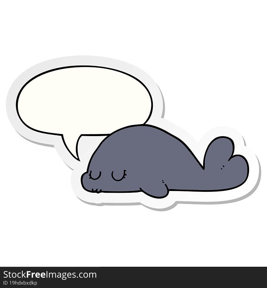 cute cartoon seal and speech bubble sticker