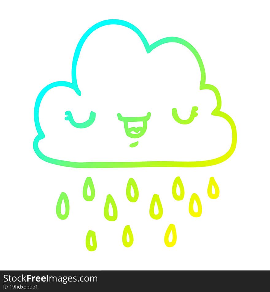 cold gradient line drawing cartoon storm cloud