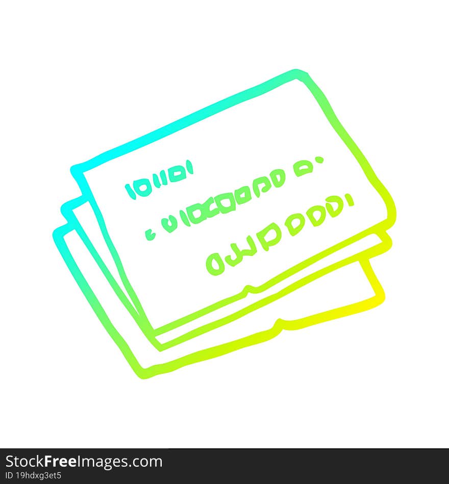 cold gradient line drawing old credit cards cartoon