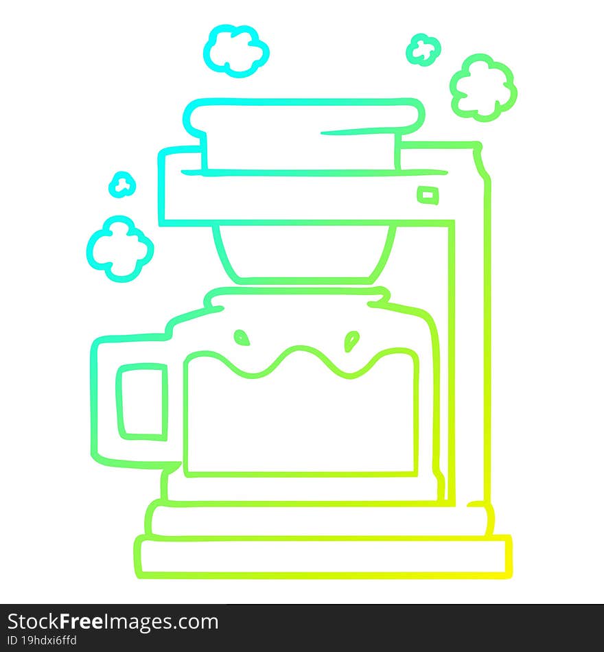 Cold Gradient Line Drawing Cartoon Coffee Pot