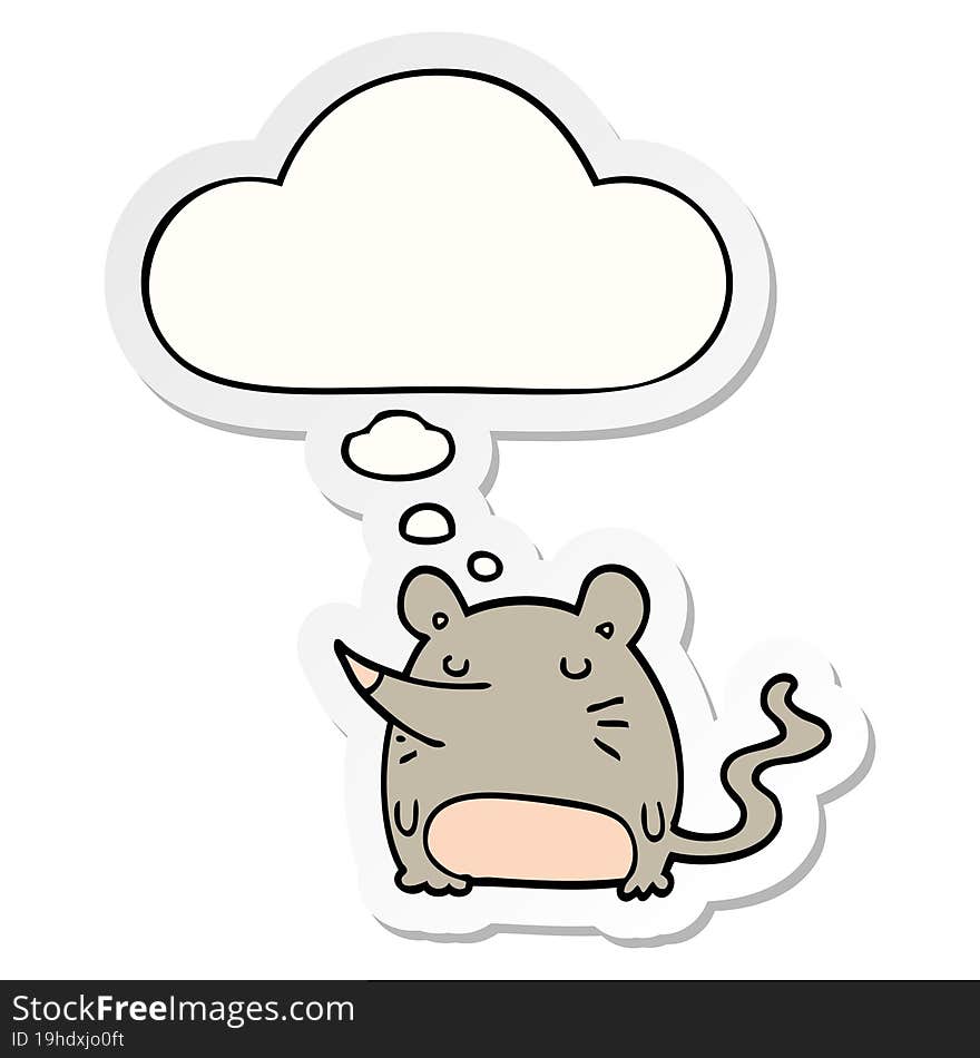 cartoon mouse with thought bubble as a printed sticker