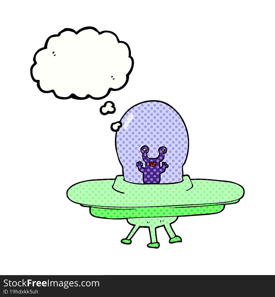 thought bubble cartoon alien spaceship