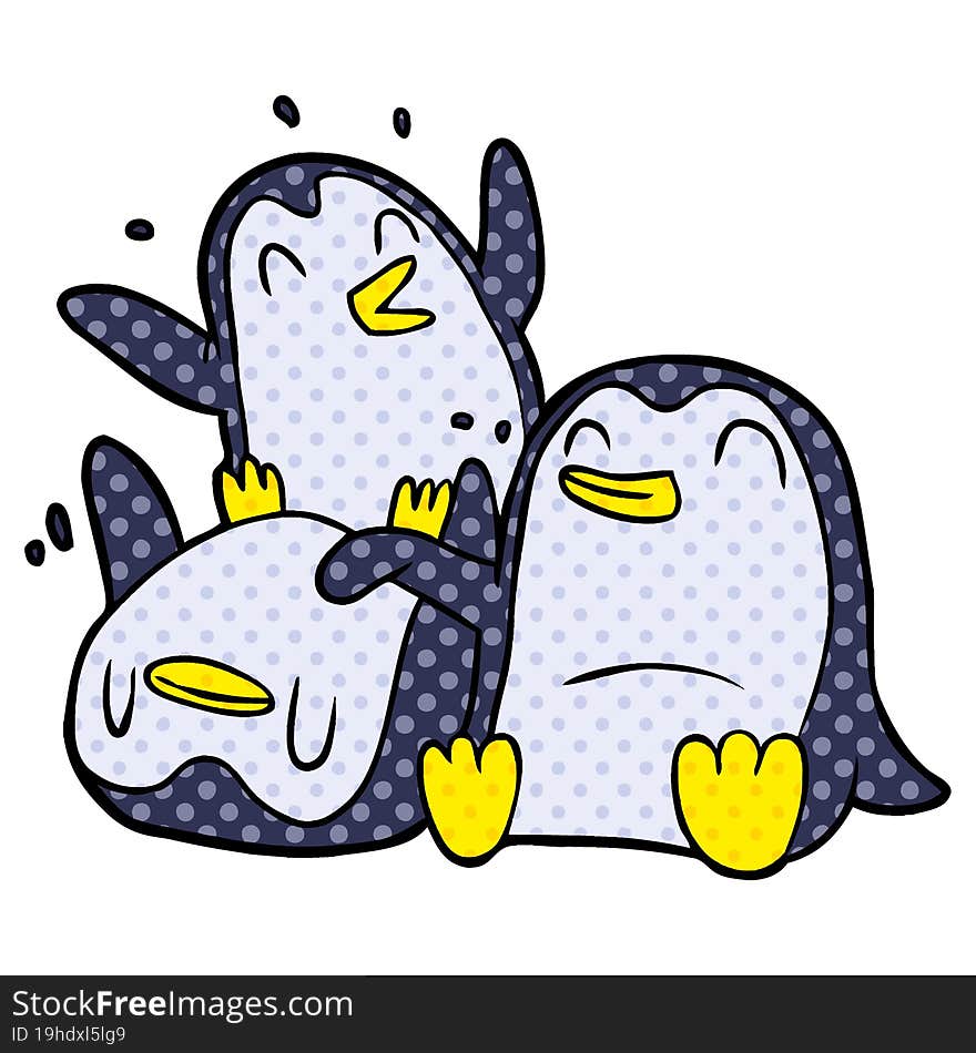 cartoon happy penguins. cartoon happy penguins