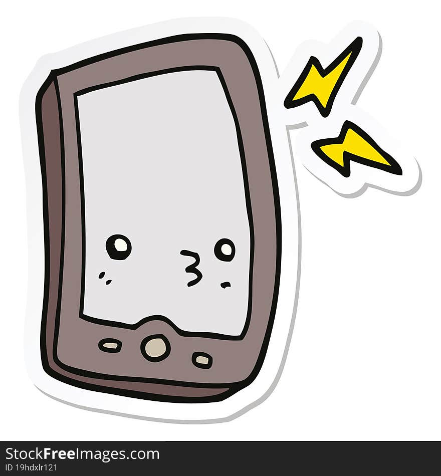 Sticker Of A Cartoon Mobile Phone