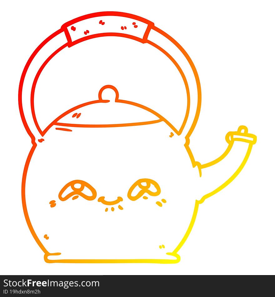 Warm Gradient Line Drawing Cartoon Kettle