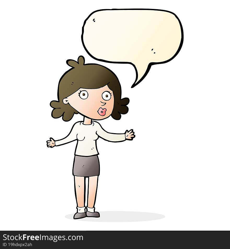 cartoon confused woman with speech bubble