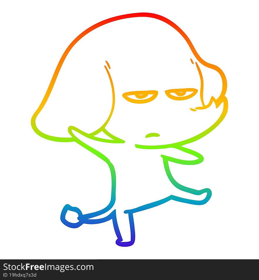 rainbow gradient line drawing annoyed cartoon elephant