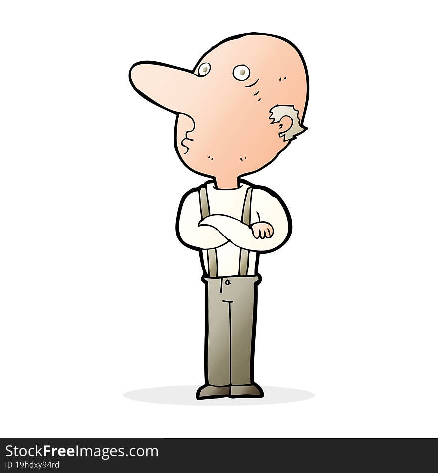 cartoon old man with folded arms