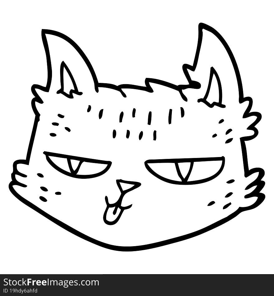 funny line drawing cartoon cat