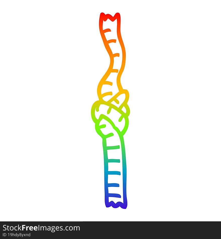 rainbow gradient line drawing cartoon knotted rope