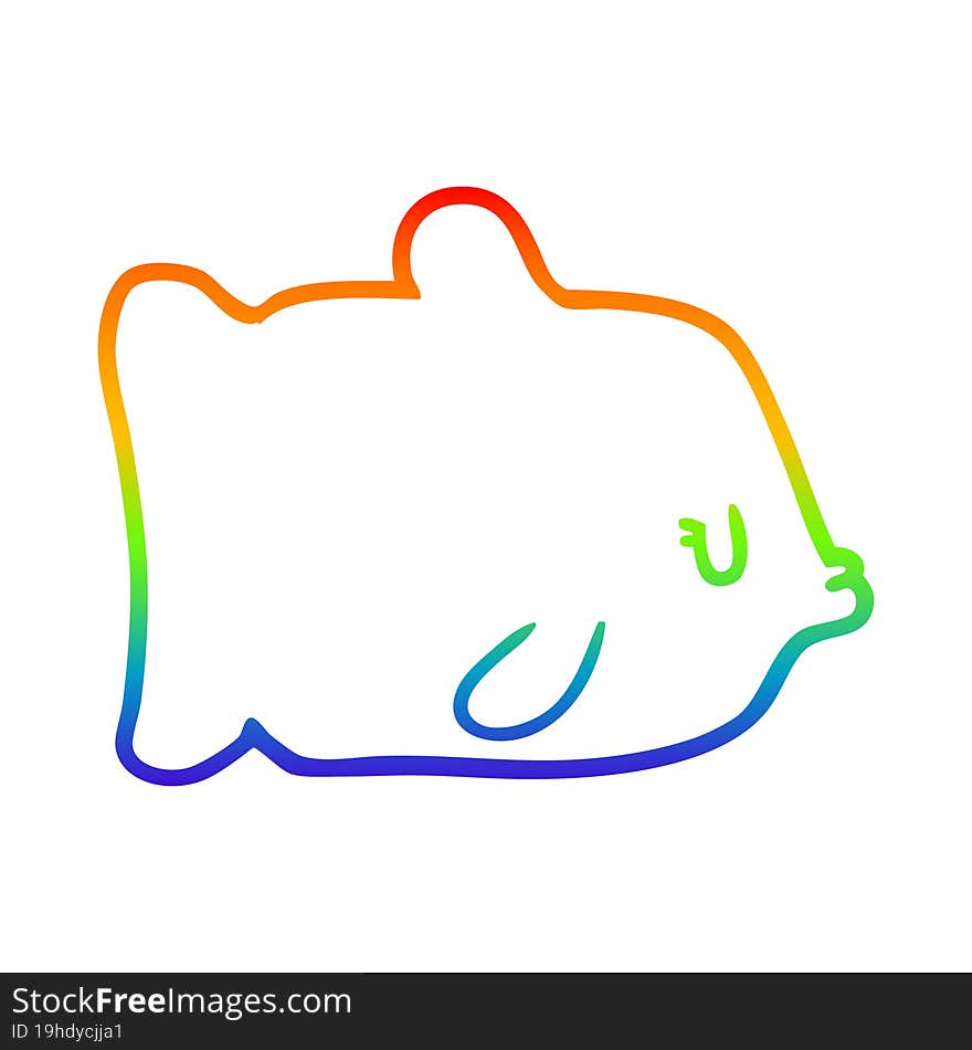 rainbow gradient line drawing of a cartoon fish