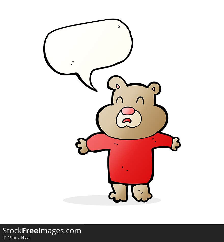 cartoon unhappy bear  with speech bubble