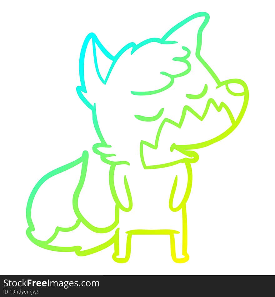 cold gradient line drawing friendly cartoon fox