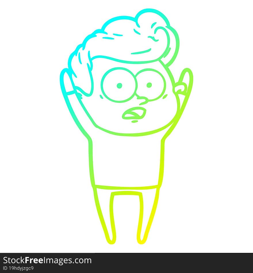 cold gradient line drawing cartoon staring man