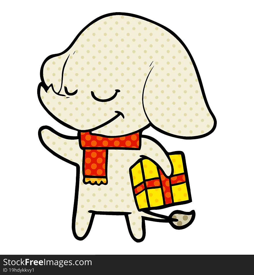 cartoon christmas elephant. cartoon christmas elephant