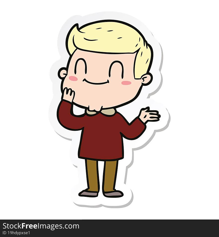 sticker of a cartoon friendly man