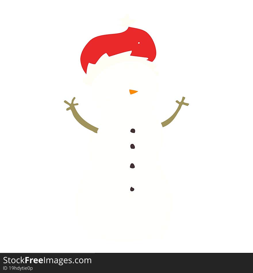 flat color style cartoon snowman