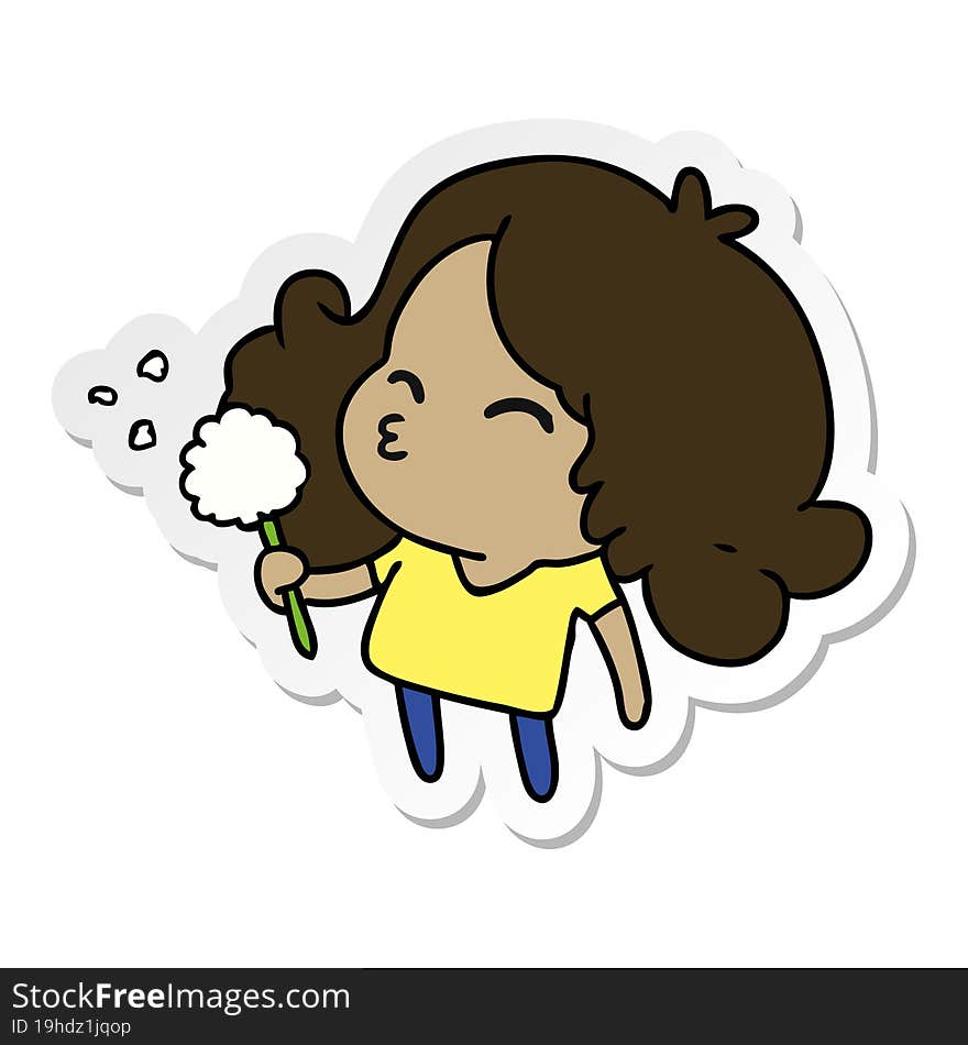 sticker cartoon of cute kawaii girl