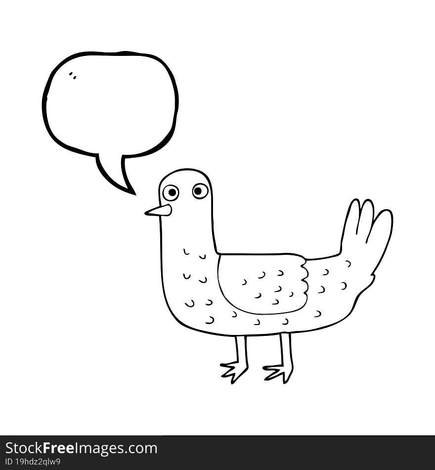 freehand drawn speech bubble cartoon bird