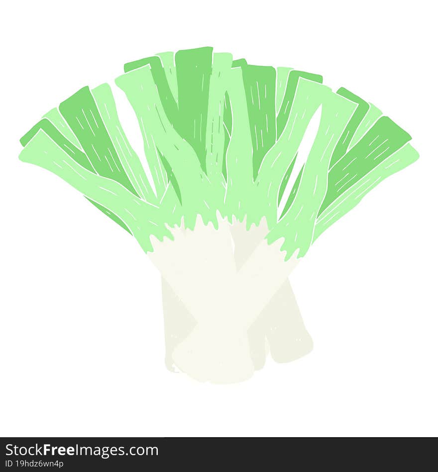 Flat Color Illustration Of A Cartoon Leeks