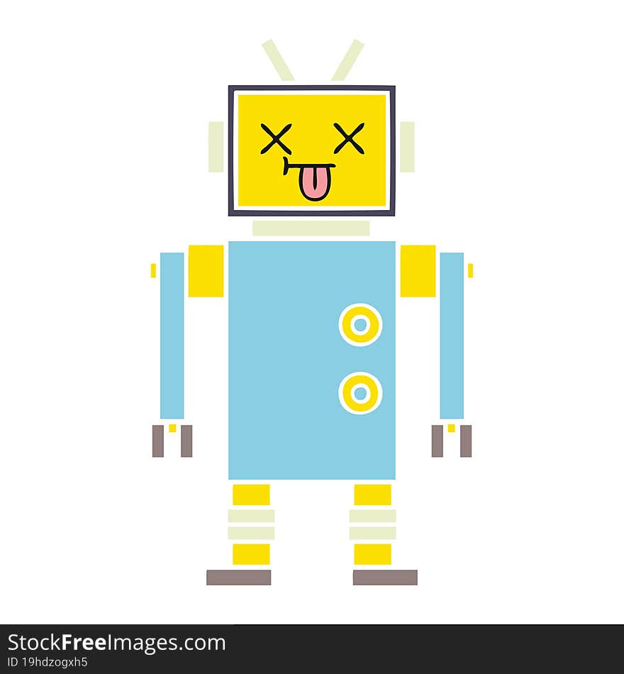 flat color retro cartoon of a robot