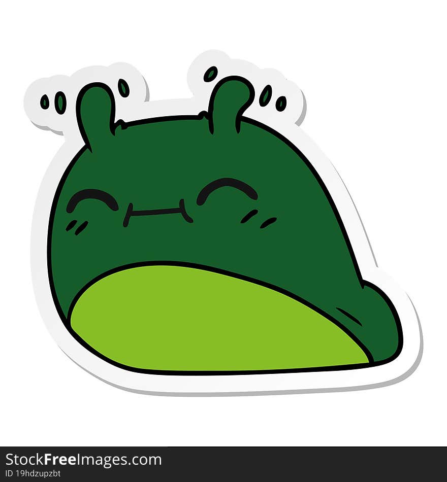 sticker cartoon of a happy kawaii slug