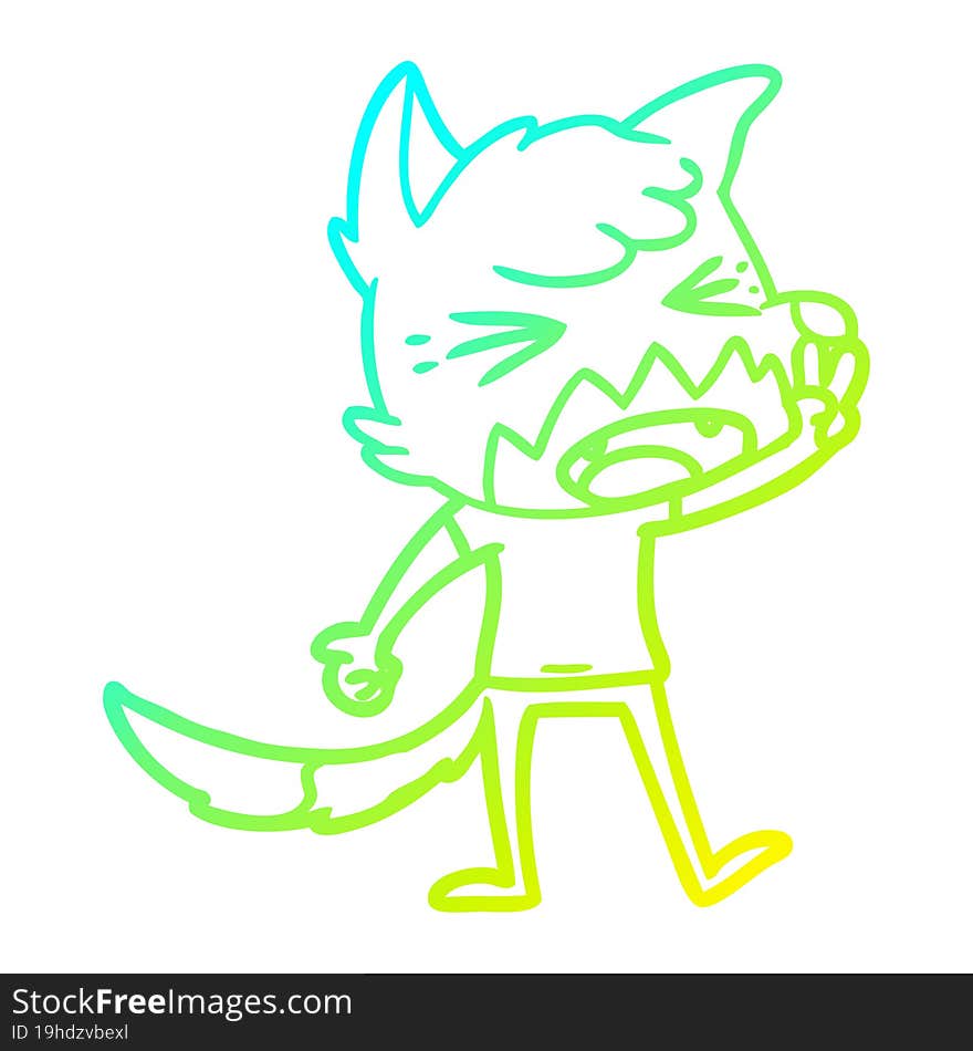 cold gradient line drawing angry cartoon fox