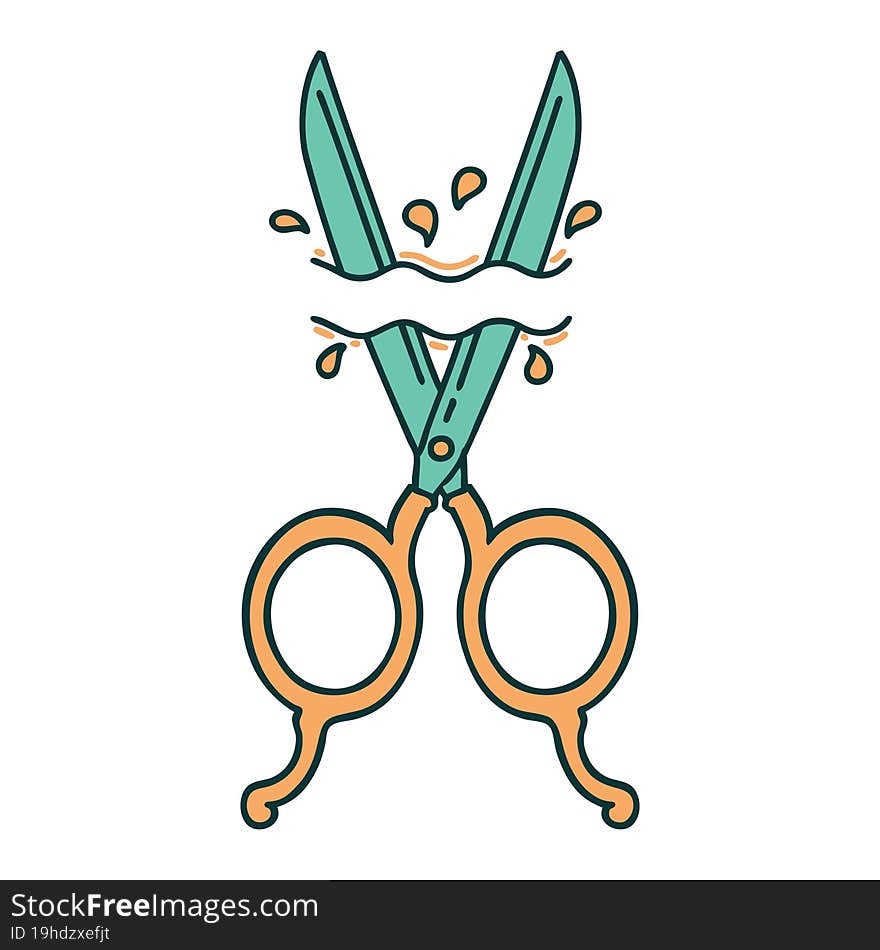 tattoo style icon of barber scissors