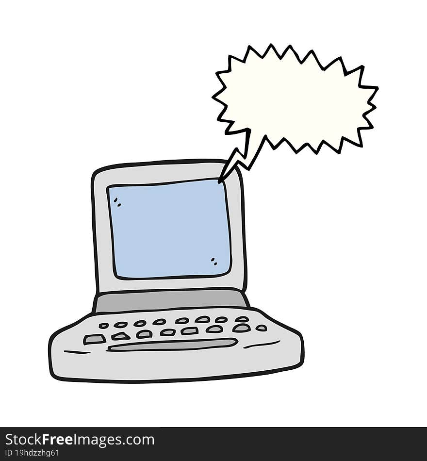 freehand drawn speech bubble cartoon old computer