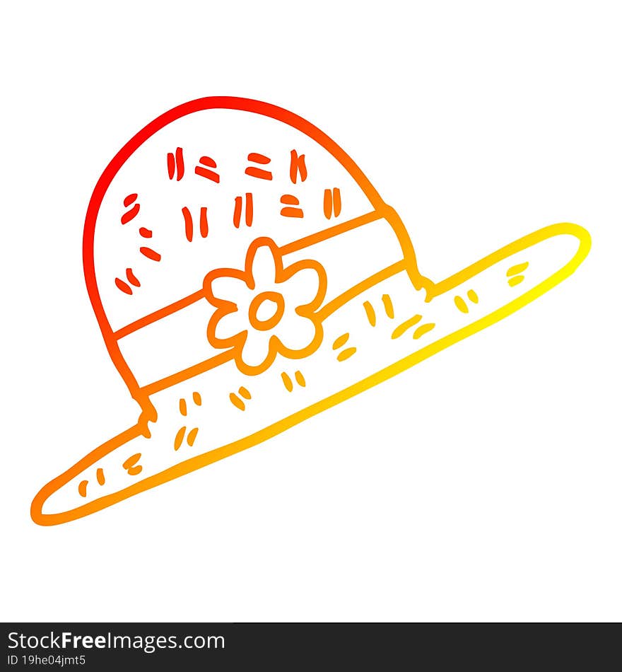 warm gradient line drawing cartoon straw hat