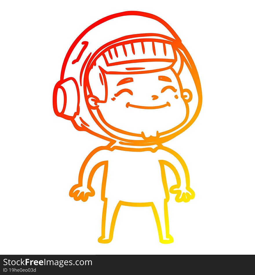 warm gradient line drawing of a happy cartoon astronaut